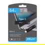 PNY Elite X 64GB USB 3.2 Tipo C 200 MB/s Memoria USB Giratoria Negra