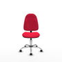 Silla de oficina Algarra con mecanismo Contacto permanente básico tapizada con Tela color Rojo. Equipada con Base cromada, Sin brazos y Ruedas autofrenantes