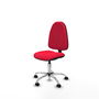 Silla de oficina Algarra con mecanismo Contacto permanente básico tapizada con Tela color Rojo. Equipada con Base cromada, Sin brazos y Ruedas autofrenantes