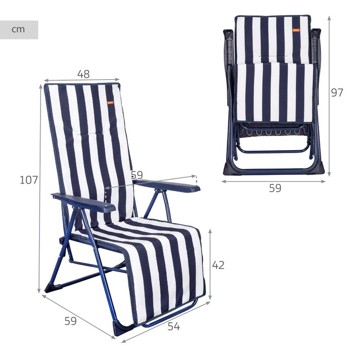 Aktive Garden Silla tumbona plegable 5 posiciones rayas marineras