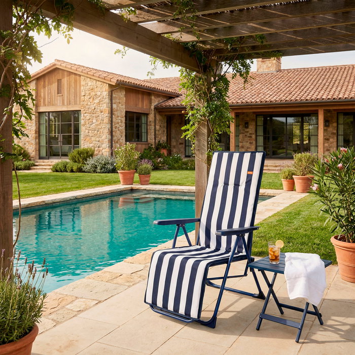 Aktive Garden Silla tumbona plegable 5 posiciones rayas marineras
