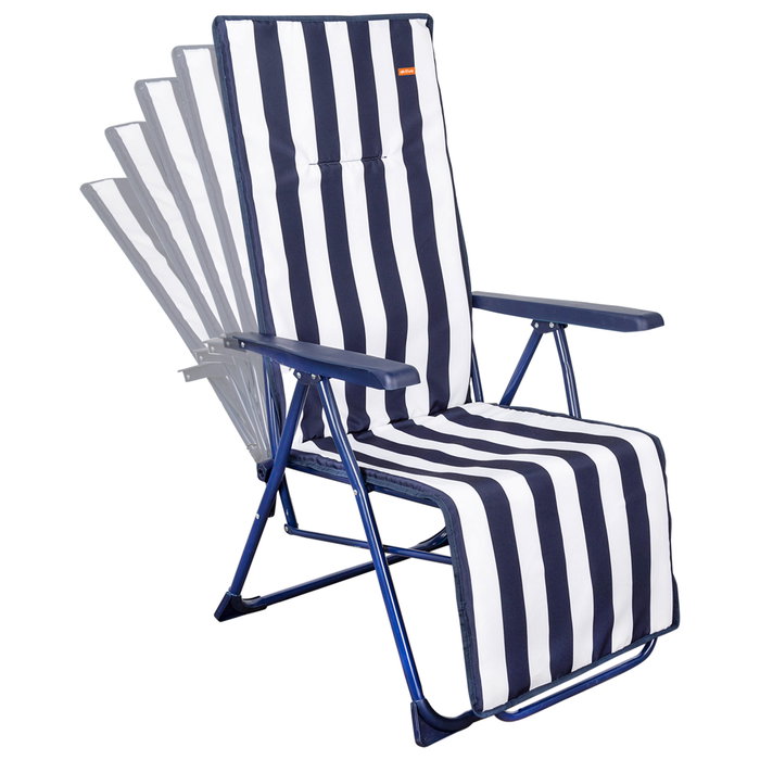 Aktive Garden Silla tumbona plegable 5 posiciones rayas marineras