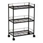 Andrea House Carrito Multiuso con 3 Cestas de Metal Negro - 44.5 x 26.5 x 64.5 cm