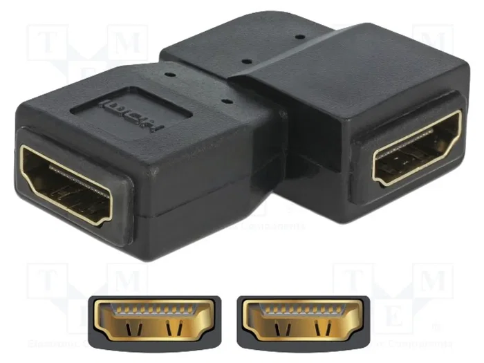 DeLOCK Adaptador HDMI hembra a HDMI hembra 90° izquierda, Negro DeLOCK Adaptador HDMI hembra a HDMI hembra 90° izquierda, Negro