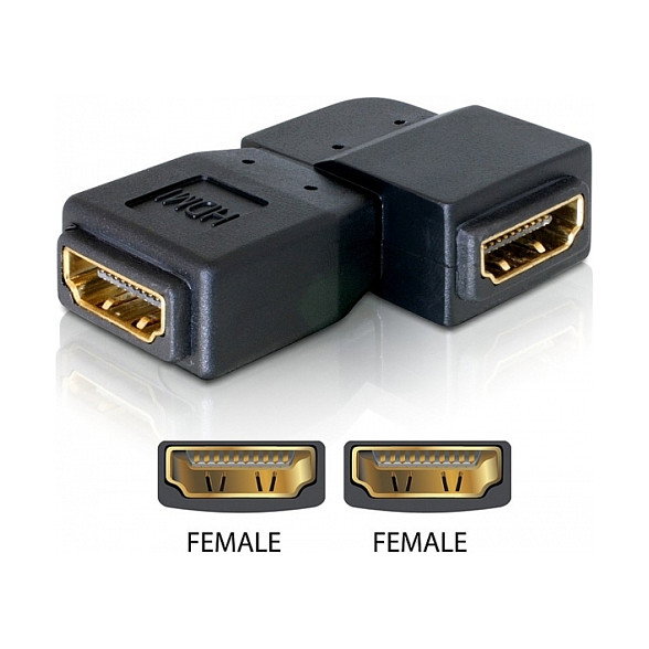 DeLOCK Adaptador HDMI hembra a HDMI hembra 90° izquierda, Negro DeLOCK Adaptador HDMI hembra a HDMI hembra 90° izquierda, Negro