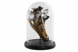 DKD Home Decor Figura Resina Cristal Cráneo Dorado y Mariposas
