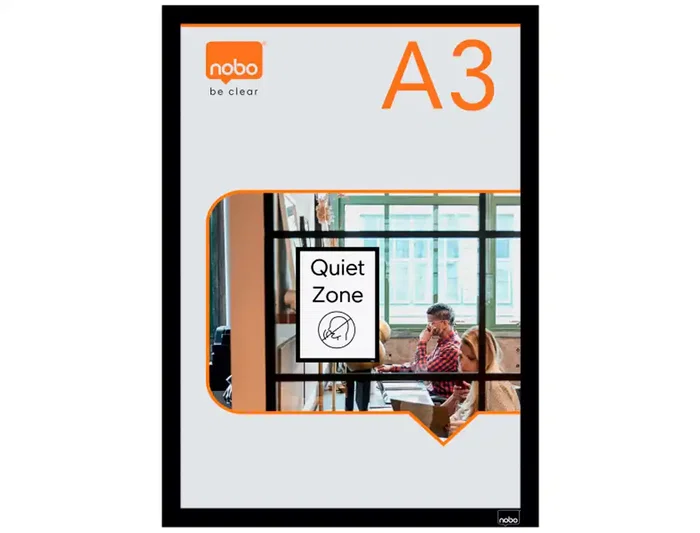 Nobo Marco Porta Anuncios Magnético Autoadhesivo DIN A3, Negro, Pack 2 Unidades