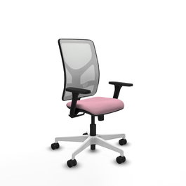 PIQUERAS Y CRESPO Silla de oficina Motilla Rosa y Blanco con mecanismo Sincro
