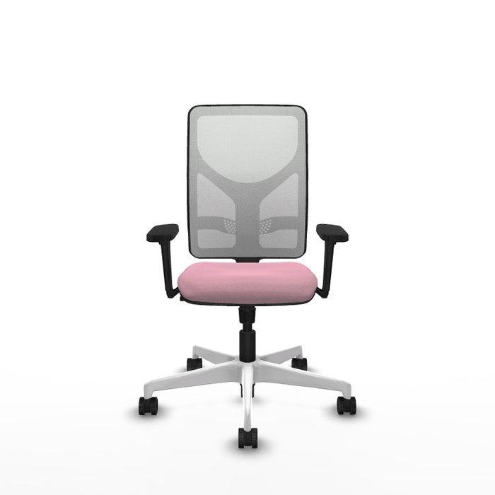 PIQUERAS Y CRESPO Silla de oficina Motilla Rosa y Blanco con mecanismo Sincro
