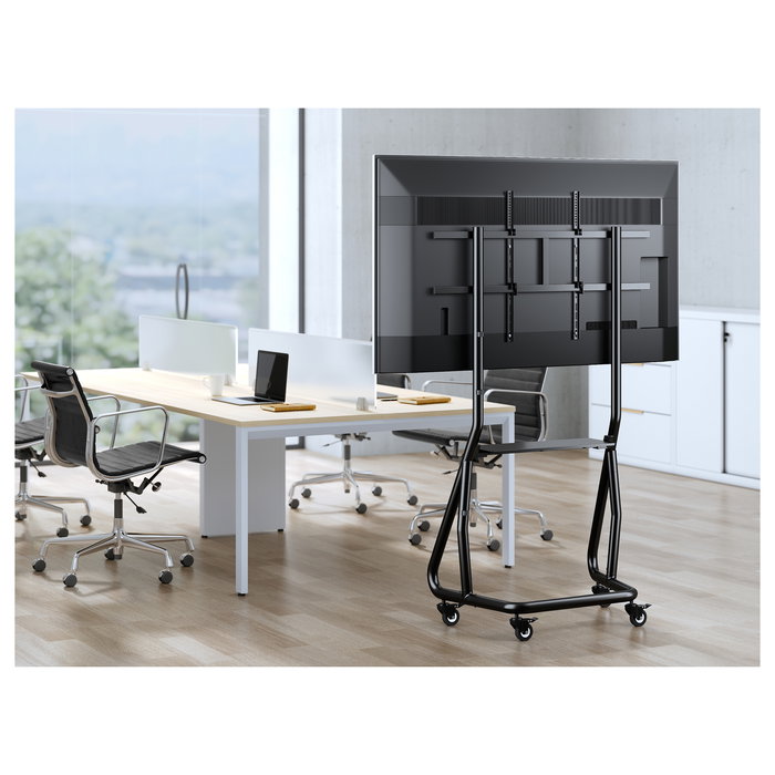 EQUIP Bodenstandhalter Soporte de Piso para TV 60"-105" (1 Pantalla), Carga 100 kg, con Ruedas y Ajuste de Altura, Color Negro EQUIP Bodenstandhalter Soporte de Piso para TV 60"-105" (1 Pantalla), Carga 100 kg, con Ruedas y Ajuste de Altura, Color Negro
