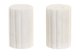DKD Home Decor Set de 2 Saleros y Pimenteros de Mármol Blanco y Negro