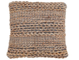 DKD Home Decor Cojín de Yute Hecho a Mano Marrón y Blanco 45x8x45 cm