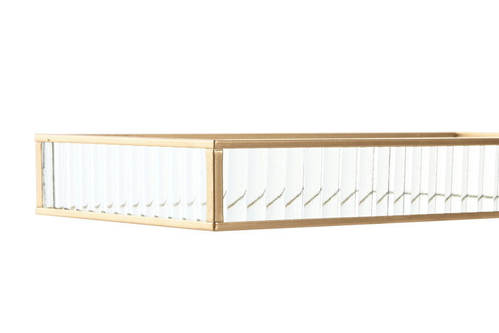DKD Home Decor Bandeja de Decoración de Cristal y Metal 30x15x4 cm DKD Home Decor Bandeja de Decoración de Cristal y Metal 30x15x4 cm
