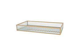 DKD Home Decor Bandeja de Decoración de Cristal y Metal 30x15x4 cm