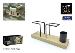 Inde Soporte para Servilletas con Palillero My Bar de Madera 19.9 x 5.5 x 8 cm (12 Unidades)