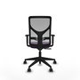 Silla de oficina Motilla con mecanismo Sincro tapizada con Tela color Morado y malla color Gris. Equipada con lumbar 1D, Brazos 1D y Ruedas 65mm nailon