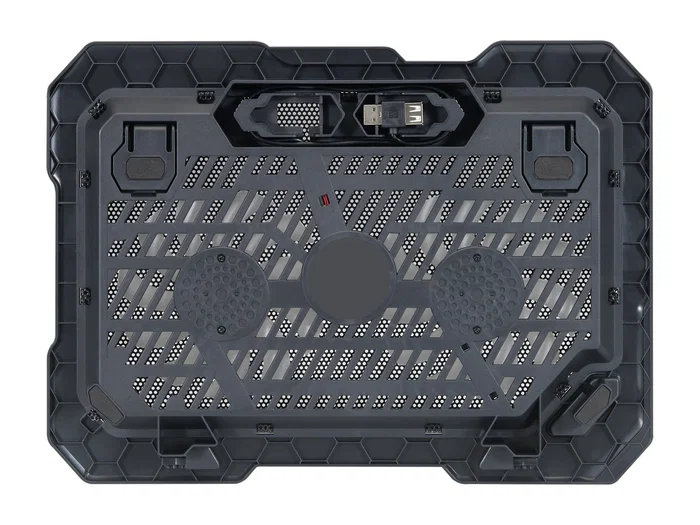 Conceptronic THANA01B - Base de refrigeración para portátiles con 2 ventiladores de 125mm y luz LED azul, tamaño máximo 15.6 pulgadas (39.6 cm), USB 2.0