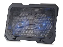 Conceptronic THANA01B - Base de refrigeración para portátiles con 2 ventiladores de 125mm y luz LED azul, tamaño máximo 15.6 pulgadas (39.6 cm), USB 2.0