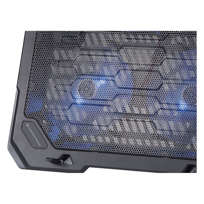 Conceptronic THANA01B Base de refrigeración para portátiles con 2 ventiladores e iluminación azul