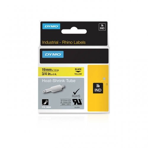 Dymo Tubo Termorretractil RhinoPRO 19mm x 1,5m Negro sobre Amarillo