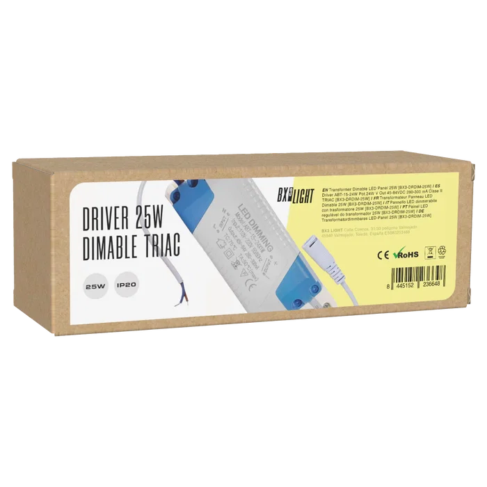 BX3 LIGHT Driver LED ABT-15-24W, 24W, TRIAC, Salida 45-84VDC 280-300mA, Clase II, Para Downlights y Paneles LED BX3 LIGHT Driver LED ABT-15-24W, 24W, TRIAC, Salida 45-84VDC 280-300mA, Clase II, Para Downlights y Paneles LED