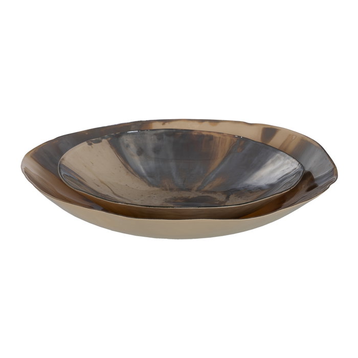 Centro Mesa Crema-Marrón Cristal 29 X 29 X 7 cm