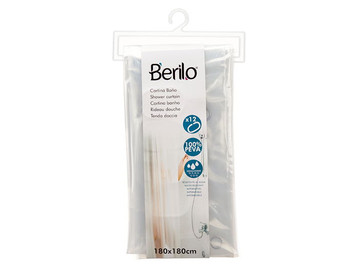 Berilo Cortina Ducha PEVA 1.8 x 1.8 m Transparente (Set de 12)