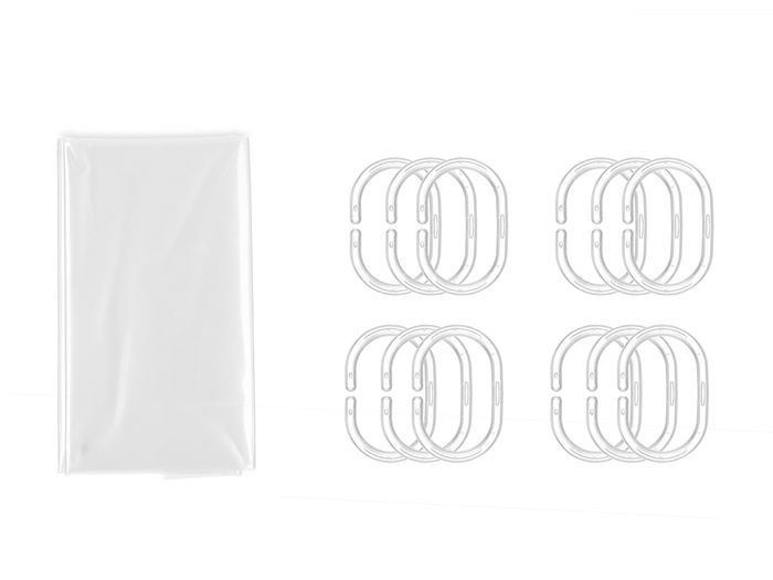 Berilo Cortina Ducha PEVA 1.8 x 1.8 m Transparente (Set de 12)