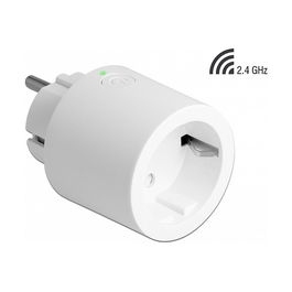 DeLOCK WLAN Interruptor de toma de corriente MQTT con monitor de energía, 16A 230V, Blanco, 45 mm