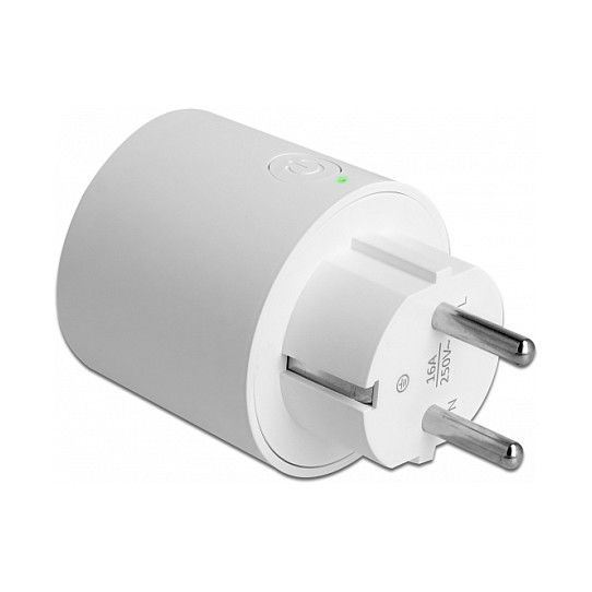 DeLOCK WLAN Interruptor de toma de corriente MQTT con monitor de energía, 16A 230V, Blanco, 45 mm