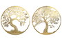 DKD Home Decor Decoración de Pared de Metal Árbol Dorado