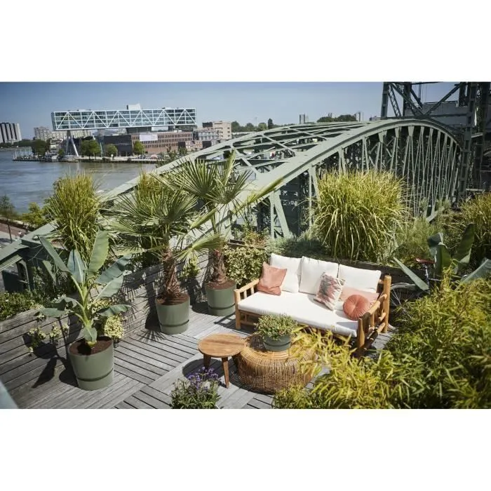 Elho Macetero Redondo Greenville 40 Exterior Ø 39 x H 36,8 cm Verde Hoja Plástico Reciclado Resistente Heladas