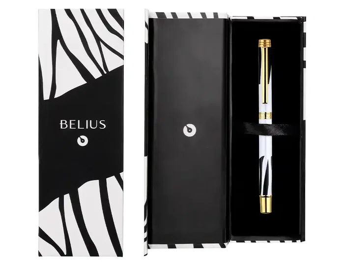 Belius Roller Dualita Cuerpo Blanco con Trazos Negros Tinta Negra Punta 0.7 mm
