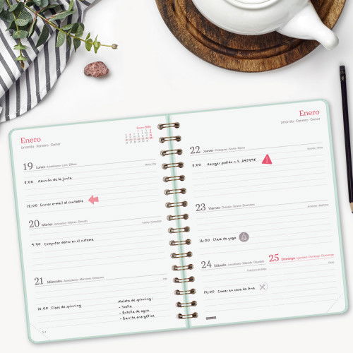 Finocam Agenda Espiral Alma E10-155x212 mm Tapa Dura Menta 2026