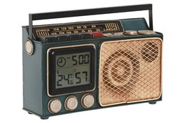 DKD Home Decor Reloj Digital de Metal Verde Oscuro y Dorado con Termómetro