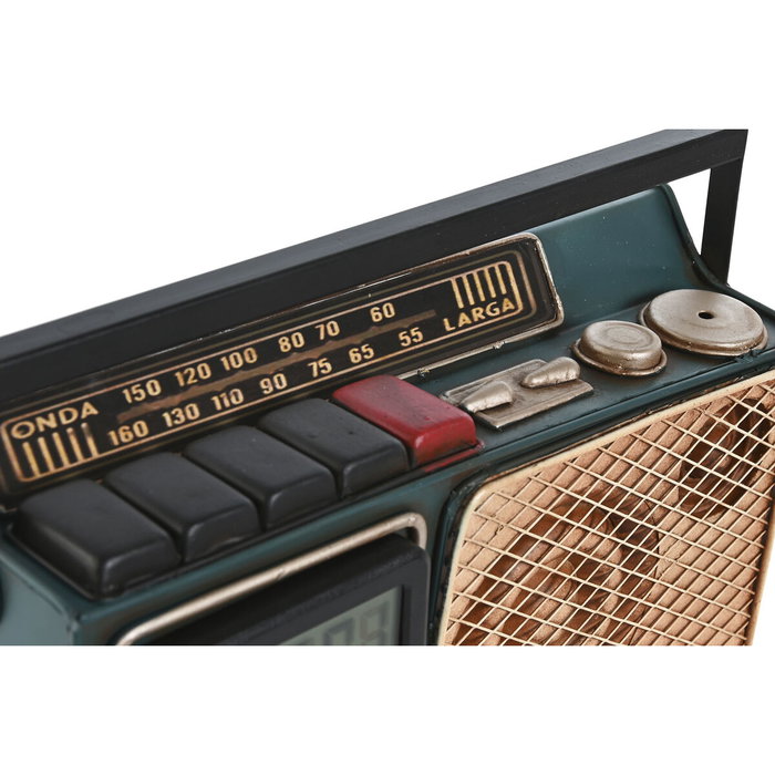 DKD Home Decor Reloj Digital de Metal Verde Oscuro y Dorado con Termómetro