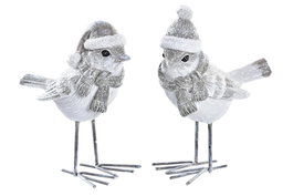 DKD Home Decor Figura de Pájaro en Resina, Surtido de 2 Unidades, Gris y Blanco