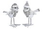 DKD Home Decor Figura de Pájaro en Resina, Surtido de 2 Unidades, Gris y Blanco