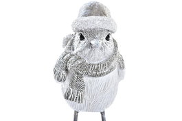 DKD Home Decor Figura Navidad Moderna Gris Blanco Resina Pájaro 5.5 x 10.5 x 10.5 cm (2 Unidades)