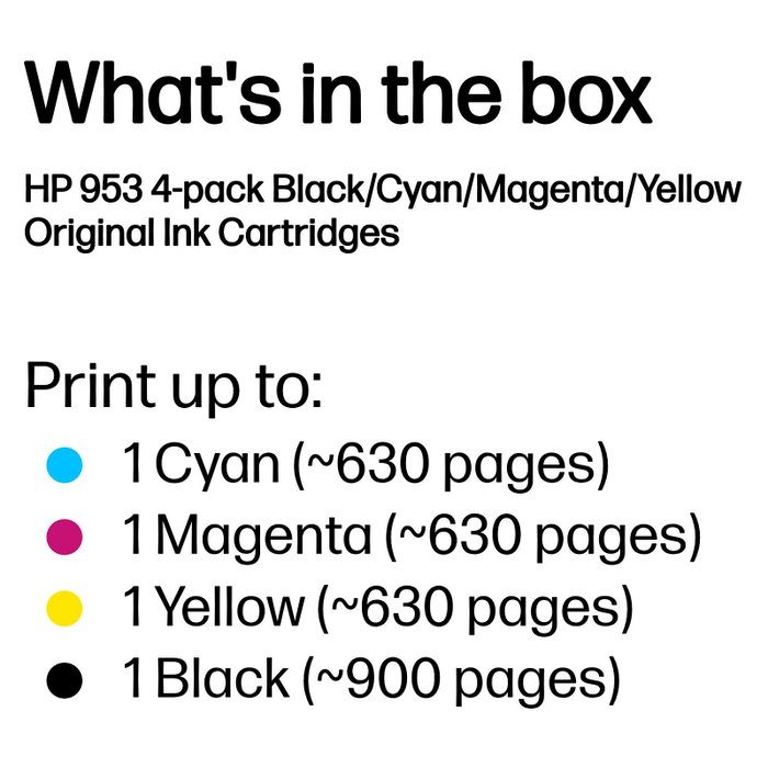 HP 953 Pack de 4 Cartuchos de Tinta Original CMYK Rendimiento Estándar