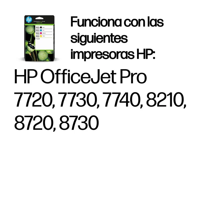 HP 953 Pack de 4 Cartuchos de Tinta Original CMYK Rendimiento Estándar
