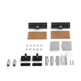 KLEIN Juego de Accesorios SK Glass 80 Con Tope para Puertas Correderas de Vidrio hasta 80 kg - Negro y Plata Mate