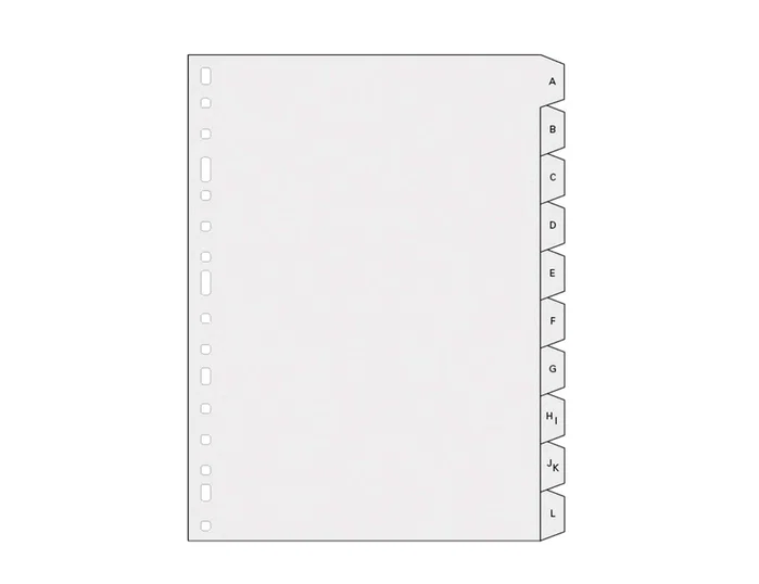 Multifin Separador alfabético 20 pestañas 215x310 mm natural realce PVC