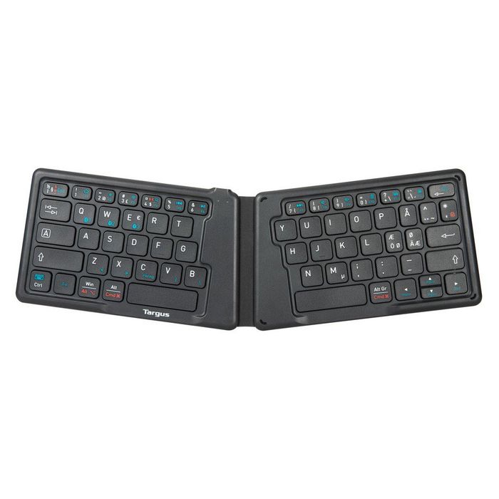 Targus Teclado Plegable Ergonómico Inalámbrico Bluetooth 5.1 y 2.4GHz con Protección Antimicrobial DefenseGuard, 36h Batería, Compatibilidad Universal