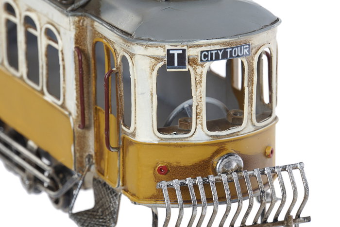 DKD Home Decor Vehículo de Decoración Metal Tranvía Amarillo