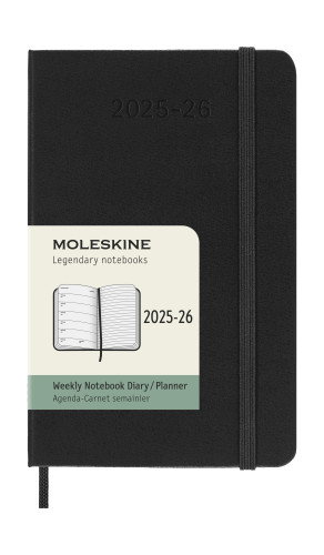 Moleskine Agenda Semanal 2025-2026 18 Meses Tapa Dura Negra 9x14cm DHB18WN2Y26