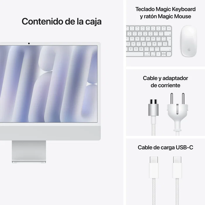 Apple iMac 24 Pulgadas Retina 4.5K M4 24GB RAM 512GB SSD Plata Apple iMac 24 Pulgadas Retina 4.5K M4 24GB RAM 512GB SSD Plata