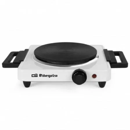 Orbegozo Cocina Eléctrica PE 2715 con 1 Placa y 1500W de Potencia, Superficie de Cocción de 185 mm, Asas Plegables y Termostato Regulable