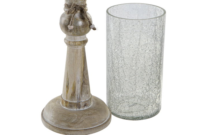 DKD Home Decor Portavelas Mango y Cristal Craquelado
