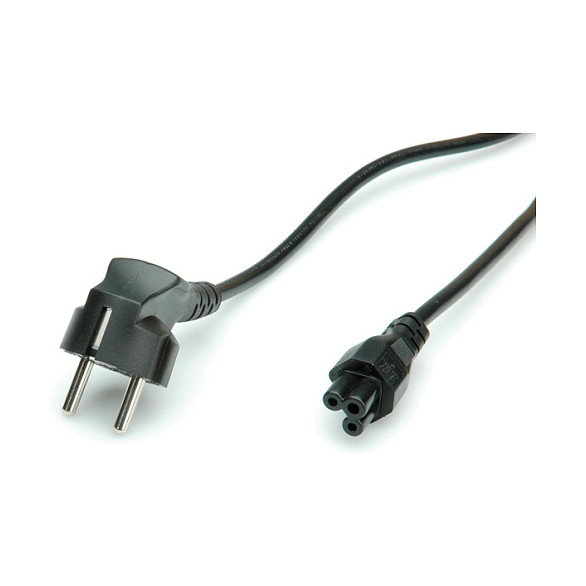 VALUE Cable de Corriente 3 Polos para Portátil, Enchufe Schuko Tipo F, 1.8 m, Negro, 250V 2.5A, 19.99.1028